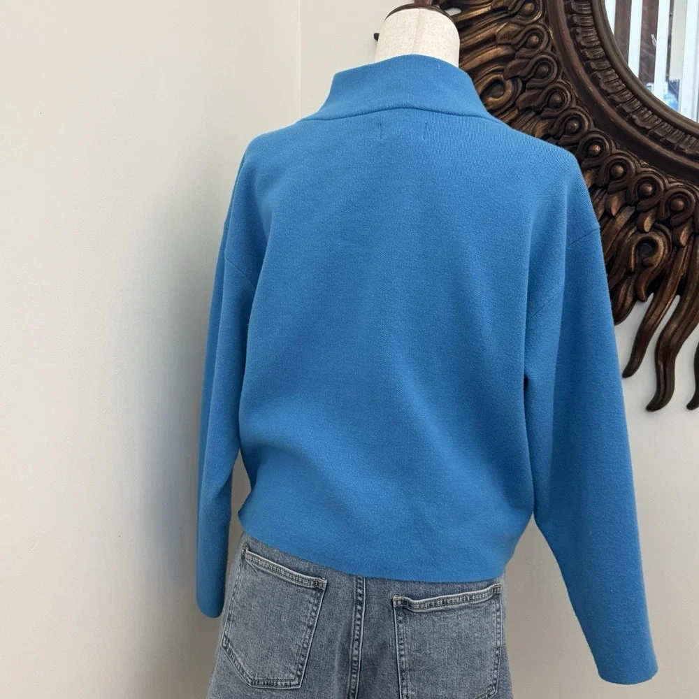 Maeve Anthropologie The Carys Mock-Neck Sweater Womens XS Turquoise Cropped F/W - Picture 4 of 8